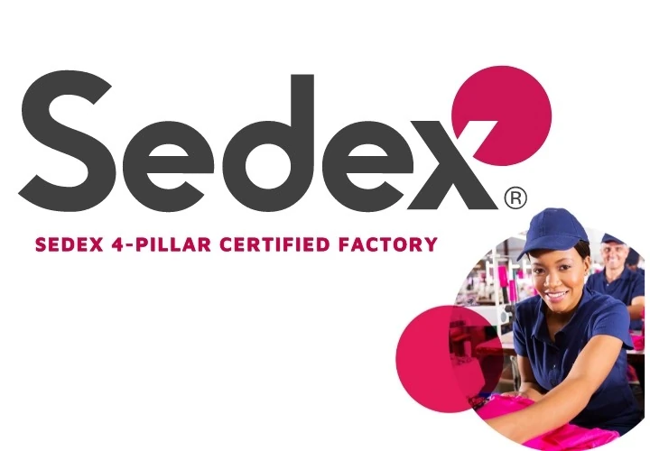 Sedex logo with the words Sedex 4-Pillar Certified Factory